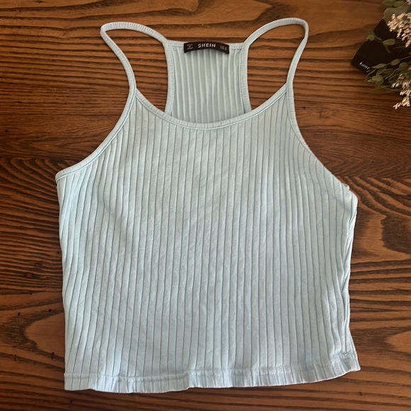 light blue ribbed halter top - Picture 2 of 3